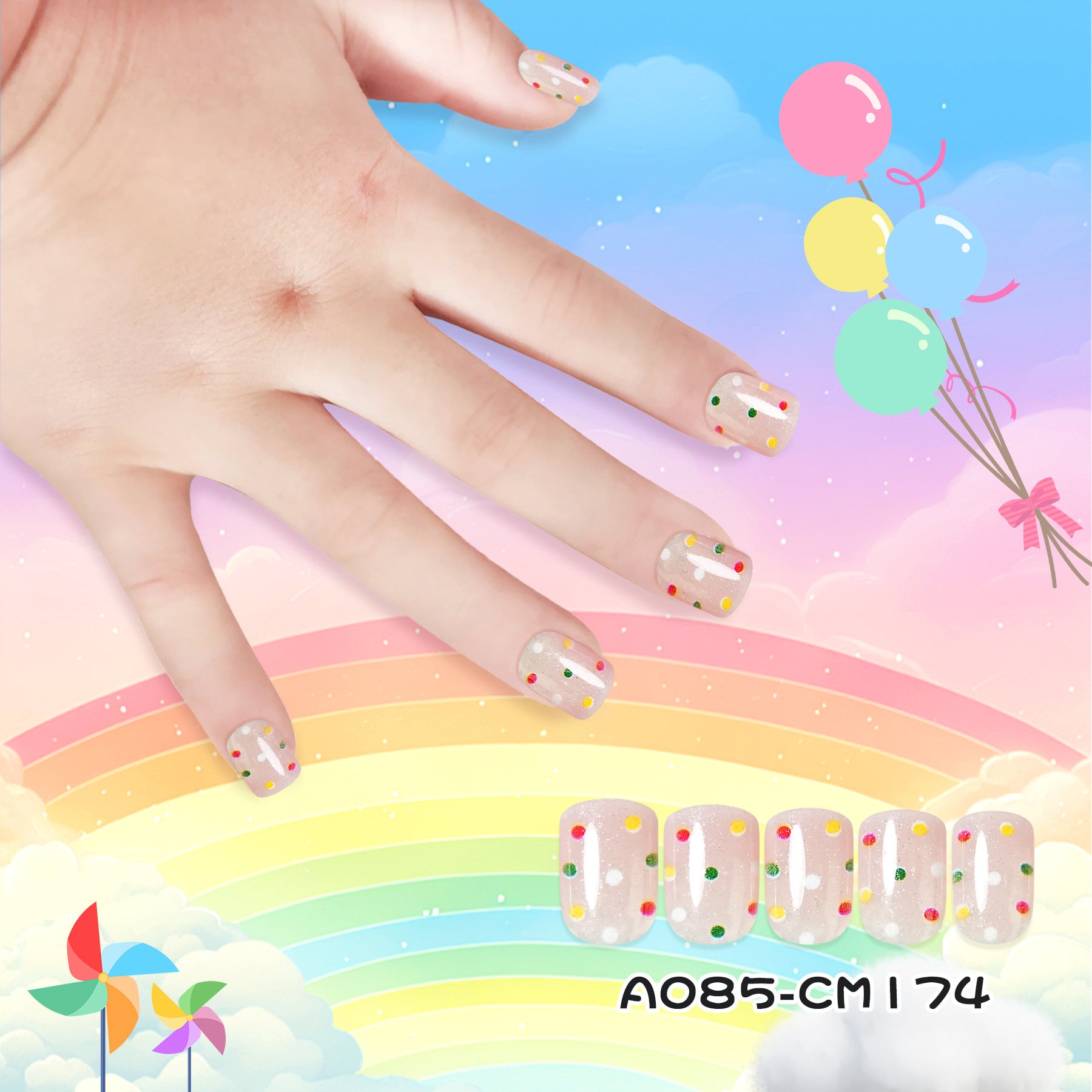 Kids press-on nails 24 pieces glue-free nail stickers little girl princess nail stickers