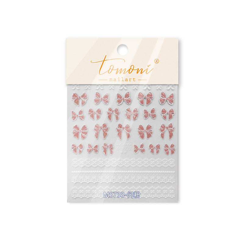 365nails: "Pink Glitter Bow & Lace" – nail art stickers