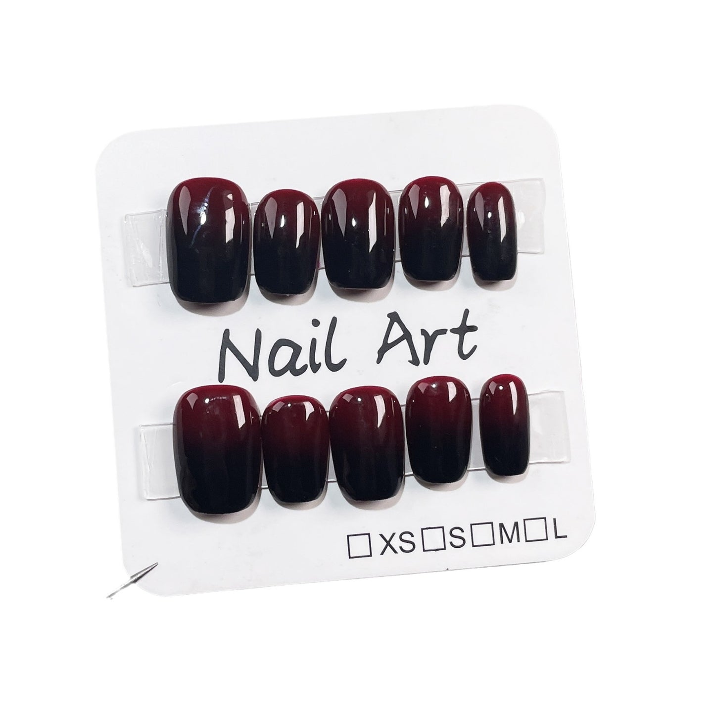 Pure Handmade press on nails cherries red and black spray gun gradual change simple short nail patch  sticker｜365nails