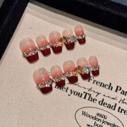 365nails: "Velvet Crush" – Uñas Cuadradas Hechas a Mano con Francés Degradado y Cristales Adornados