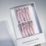 Blush Pink Crystal Minimal Press On Nails