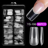 Nail Tips press on nails pads 96 pieces seamless ultra-thin almond fake nail patches removable fully transparent matte extended manicure