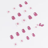 Uñas postizas con diseño de flores moradas de Roland, parches para uñas, parches suaves y extraíbles | 365nails