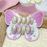 10 cat-eye girl children's manicures, laser butterfly nail stickers for children aged 10-18 wearing armor