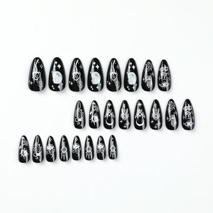 Nail art pieces Star and moon snake pattern Fake nail pieces Wholesale Nail art pieces Wholesale Wear nail Removable manicure｜365nails