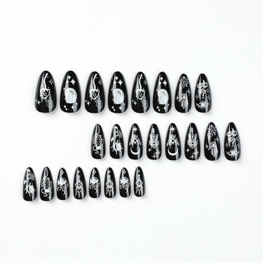 Nail art pieces Star and moon snake pattern Fake nail pieces Wholesale Nail art pieces Wholesale Wear nail Removable manicure｜365nails