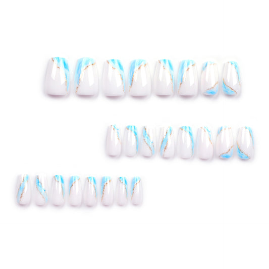White fake nail nail piece short wearable nail sticker nail piece finished product wholesale｜365nails