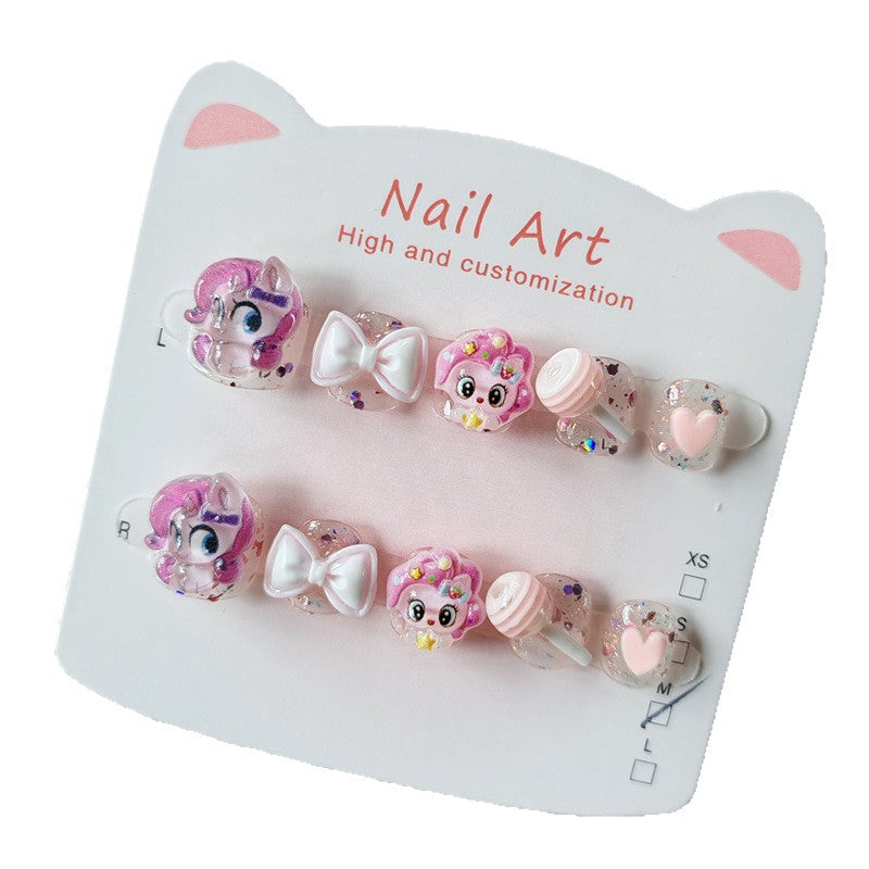 365nails: "pink pony 3d charms" – handmade press-on pedicure