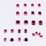 Uñas postizas con diseño de mariposa, fresa y lunares morados, prensa corta, acabado, lámina removible para uñas | 365nails