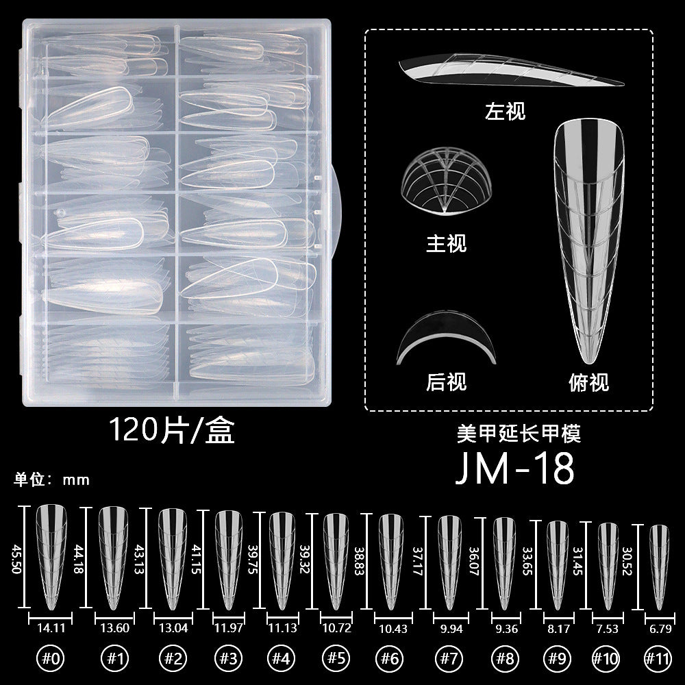Nail Tips 120 transparent crystal nail molds, boxed with graduated crystal extension nail molds,  rapid phototherapy extension nail molds