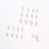 Uñas francesas sencillas con diseño de lazo color nude, uñas postizas terminadas, parche para uñas, pieza de uña extraíble | 365nails