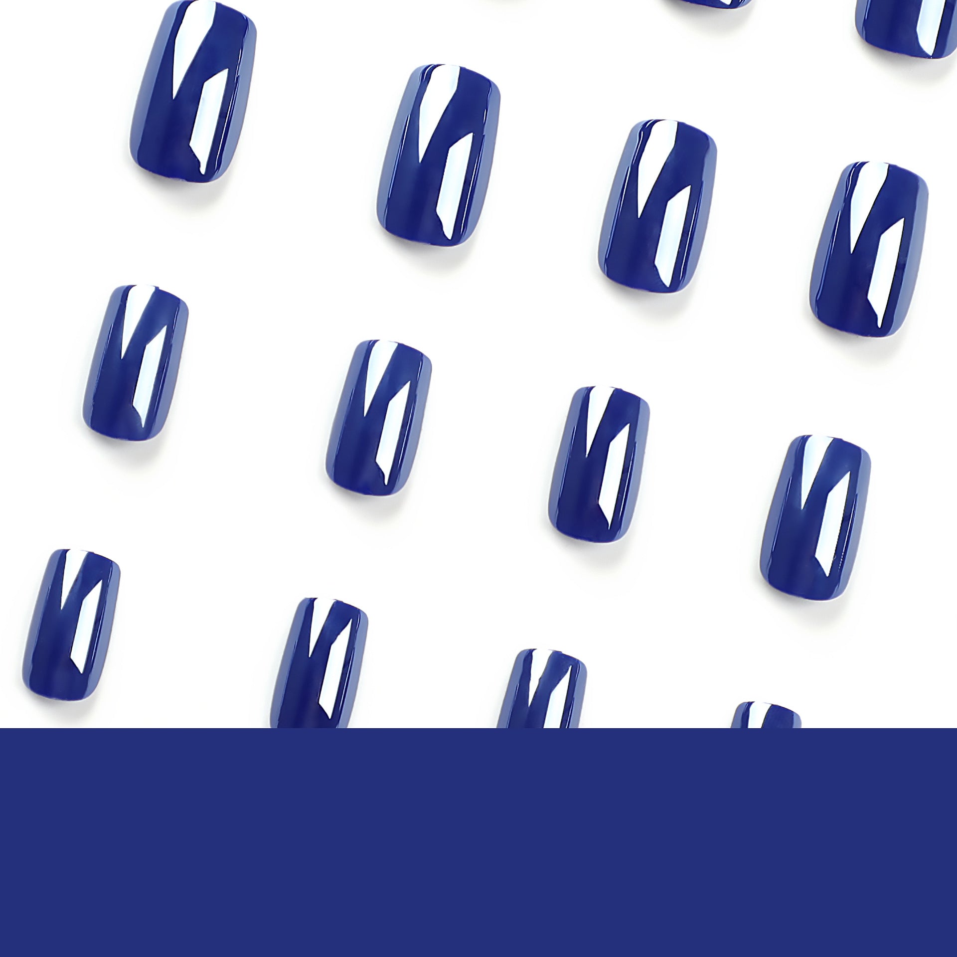 Blue press on nails manicure rectangular fake nails nails piece solid color nails piece press on nails piece nails sticker nails piece｜365nails