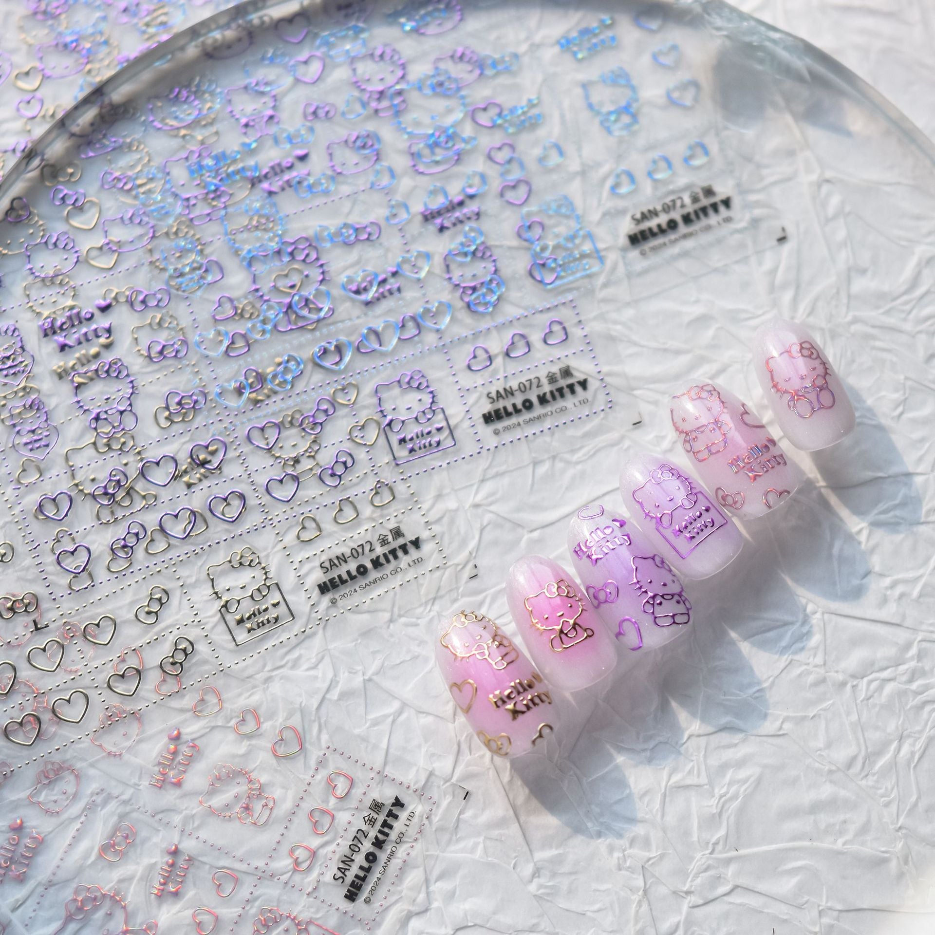 Hello Kitty Holographic Nail Stickers – 5D Embossed Kawaii Collaboration Set
