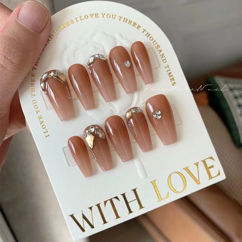 Spot relief three-dimensional rose wearing armor display card beige advanced bronzing nail art background cardboard packaging