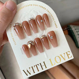 Spot relief three-dimensional rose wearing armor display card beige advanced bronzing nail art background cardboard packaging