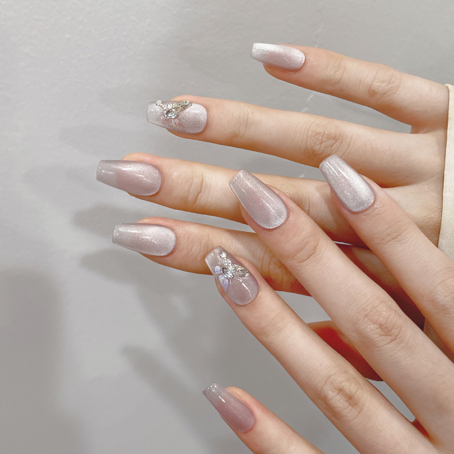 Soft Nude Cat Eye Press On Nails