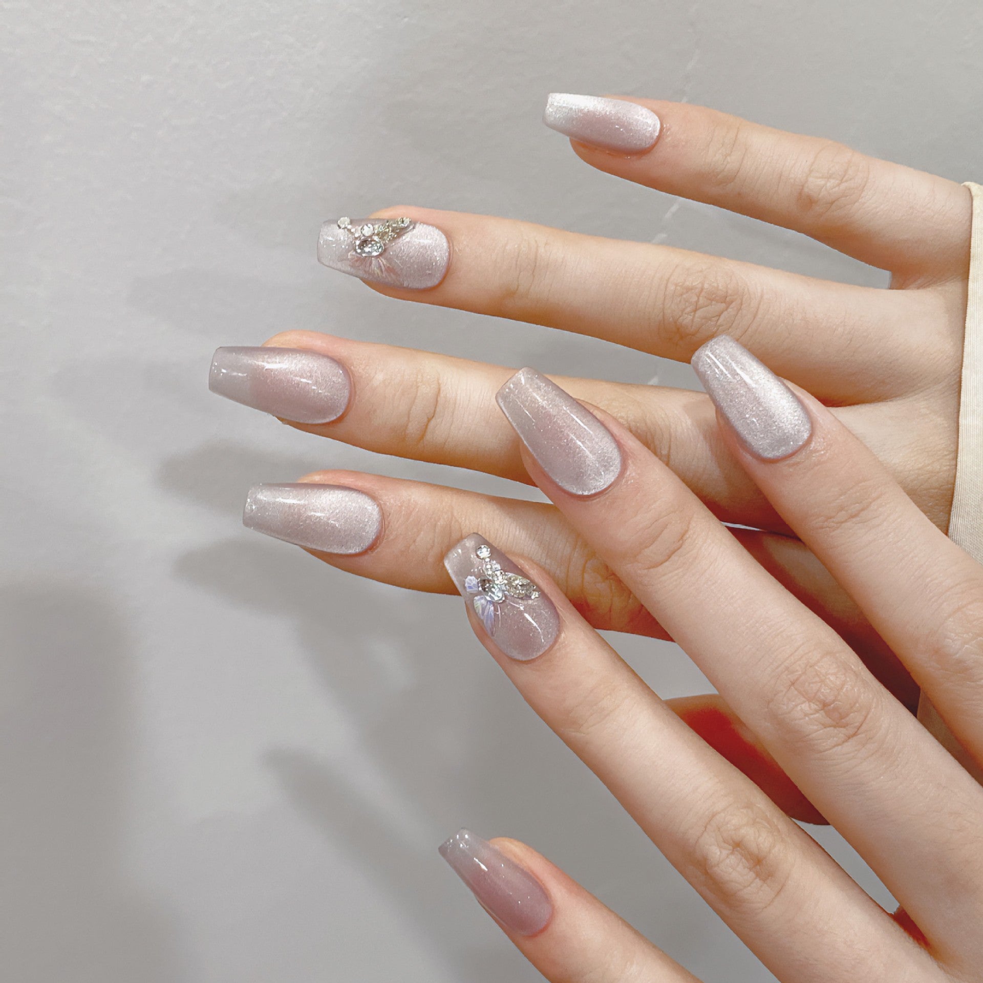 Soft Nude Cat Eye Press On Nails