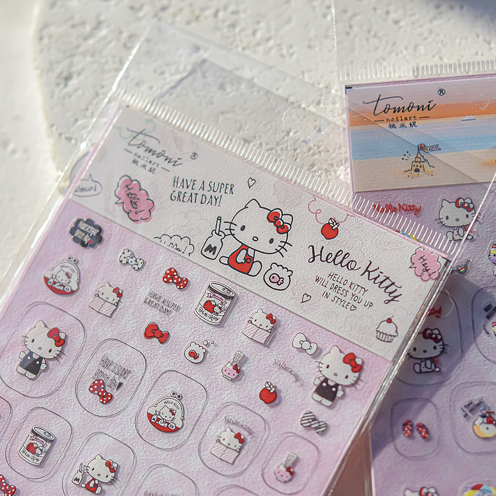 365nails: "Hello Kitty 夏日海灘浮雕套組" – 美甲貼紙