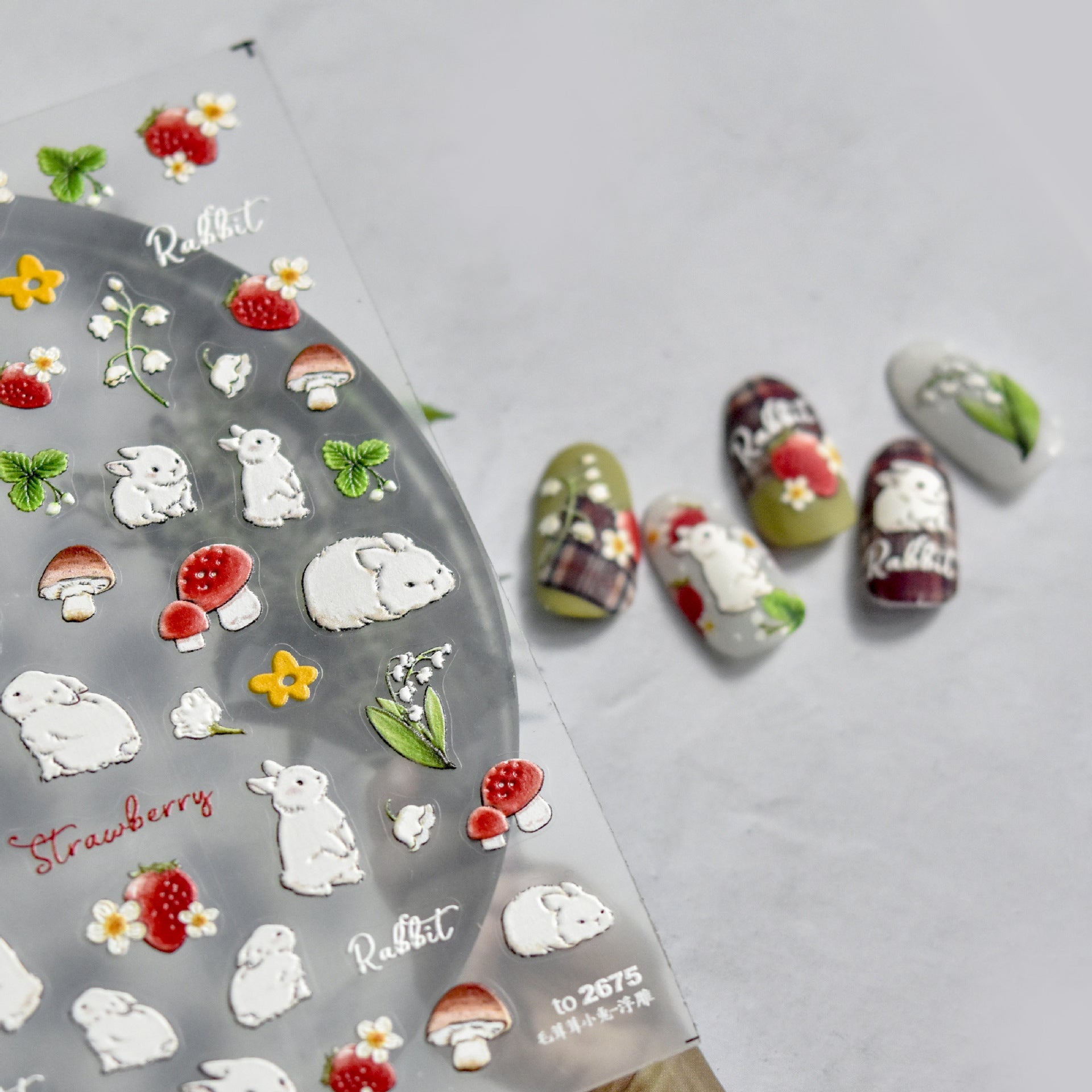 365nails: "Cute Rabbit Strawberry Mushroom" – nail art stickers