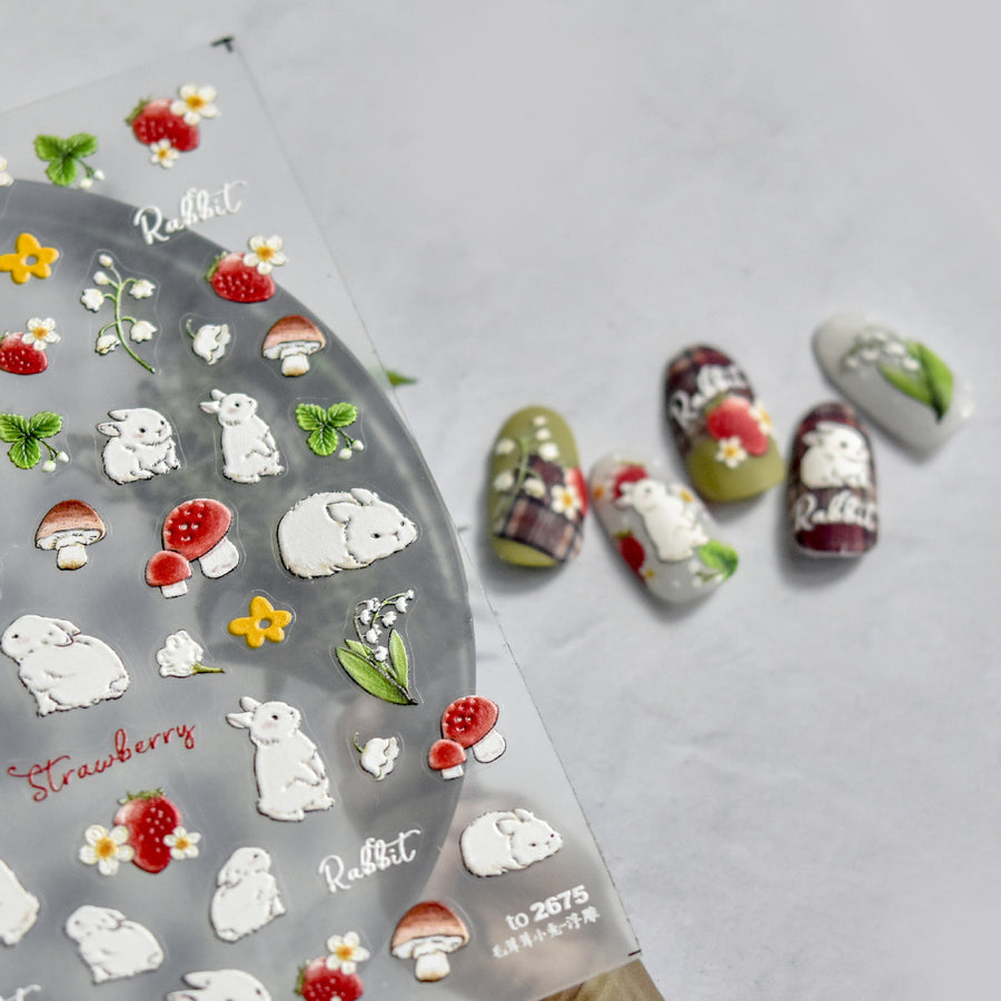 365nails: "Cute Rabbit Strawberry Mushroom" – nail art stickers