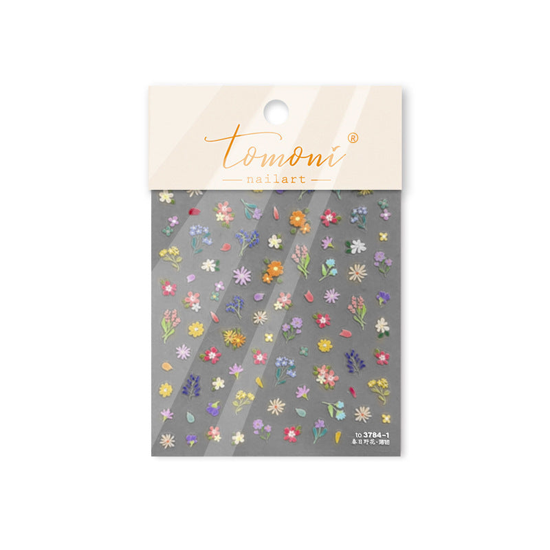 Mini Wildflower Collection: "Meadow Petal" – 3D Embossed Nail Sticker