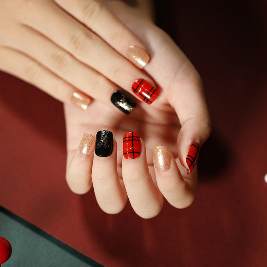 Art Finished Christmas Series Flat Nail False Nail   ｜365nails