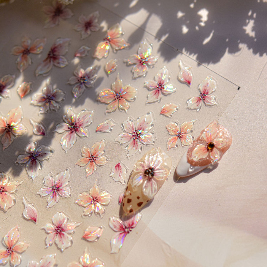 365nails：虹彩桃花浮雕套組 — 美甲貼紙