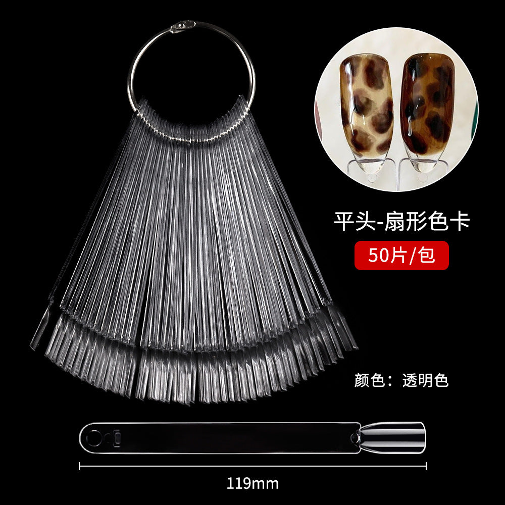Nail Tips Nail polish practice fan color card, 50 transparent iron ring nail polish color plates in bags for  nail salons