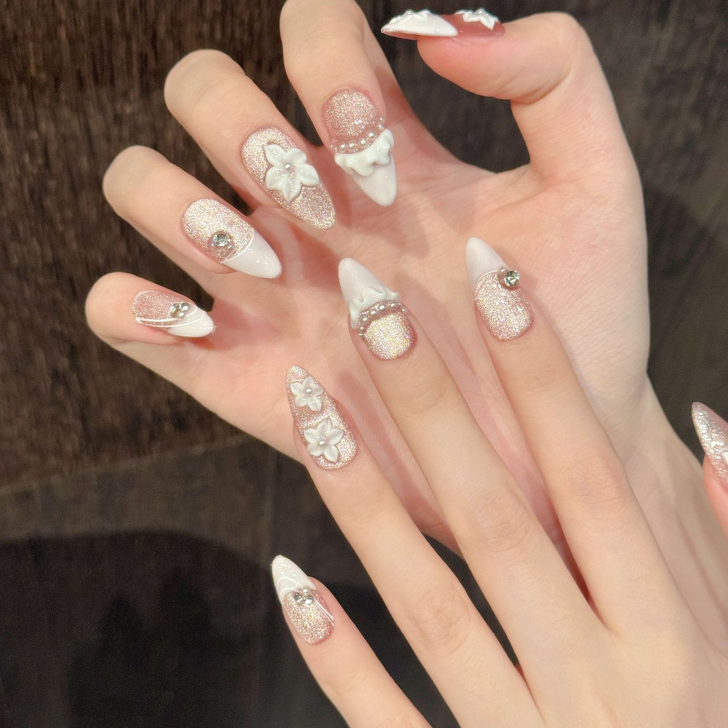 Sparkle Blossom Pink Press On Nails