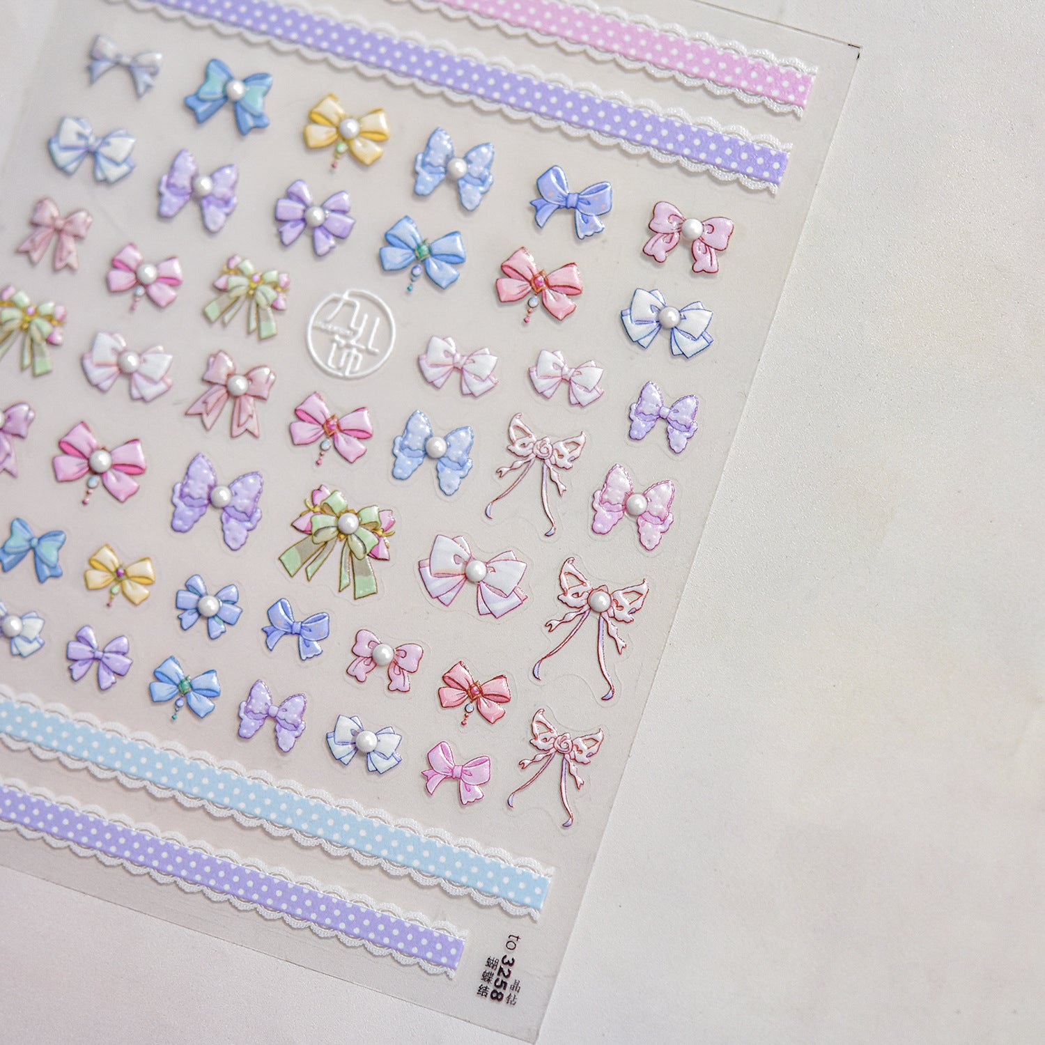 365nails: 빛나는 크리스탈 리본 네일 아트 스티커