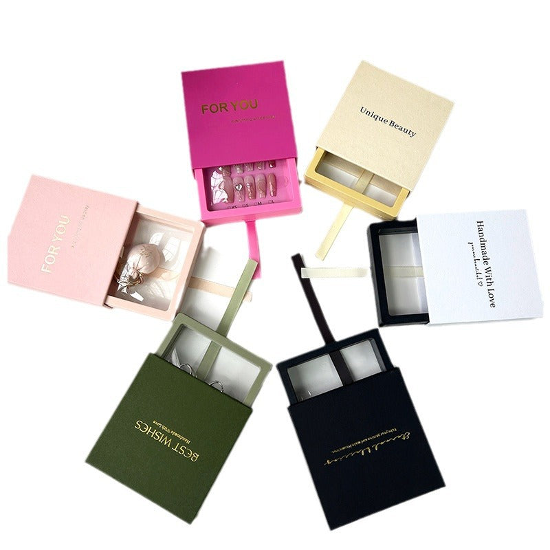 Premium Press‑On Nail Drawer Box – Elegant PE Pull‑Out Packaging Box