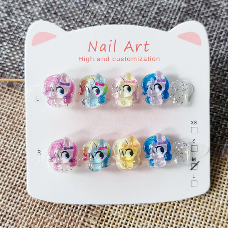 365nails: "magical my little pony" – short round handmade kids press-on nails