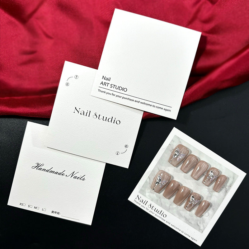 Press-On Nails Instruction Card High-end solid color nail card (MOQ:50 pieces)