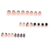 Black White Star Nails with Chic Animal Print Details