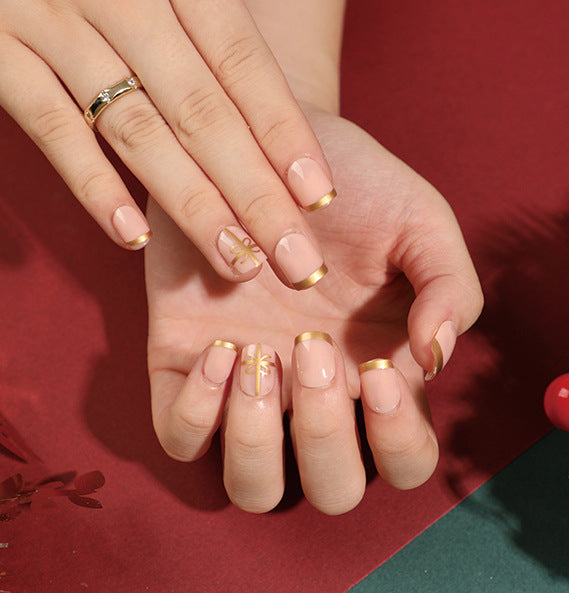 Christmas press on nails snowflake love snowman manicure short almond bow  long nail wholesale｜365nails