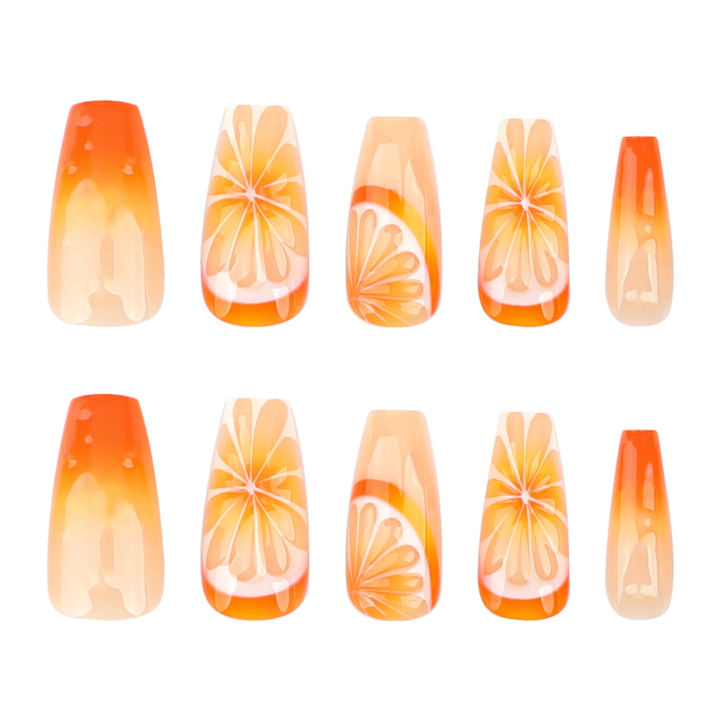 Small fresh 3D fruit orange manicure  orange gradual change  hot-selling ｜365nails