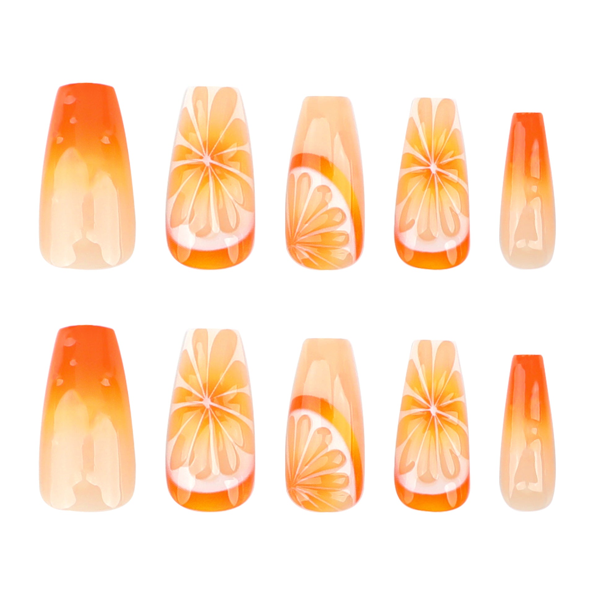 小清新3D水果橘色漸層美甲 熱銷 ｜365nails