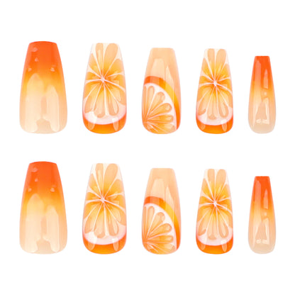 Small fresh 3D fruit orange manicure  orange gradual change  hot-selling ｜365nails