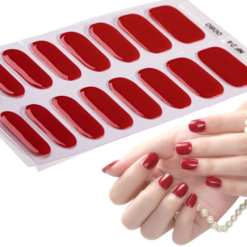Semi-Cured Gel Nail Strips Minimal Solid Color Glossy Design (MOQ=3)
