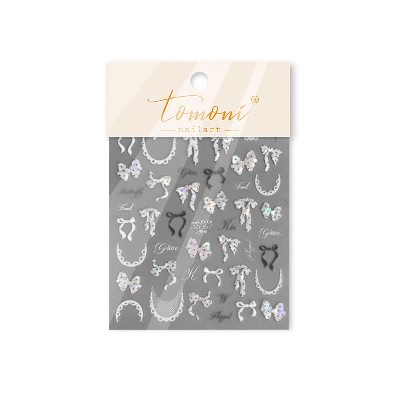 Lace Bow Hologram – Coquettish Milestone Nail Art Stickers