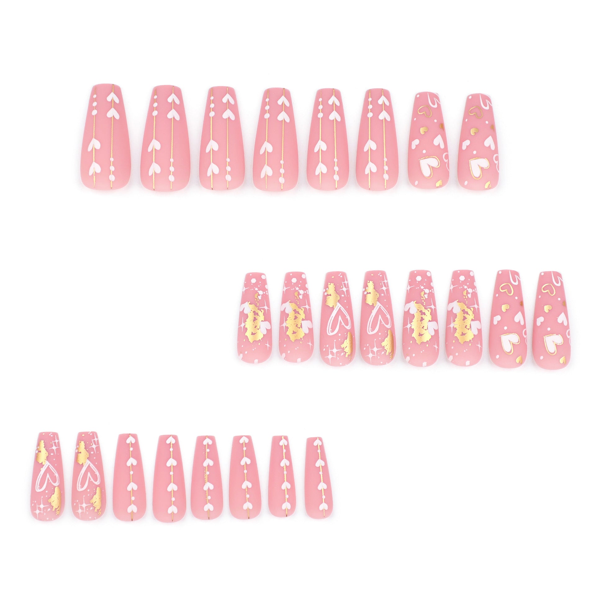 芭蕾形 手感霧面古銅色美甲 ─ 愛心與星芒可拆卸成品 批發｜365nails