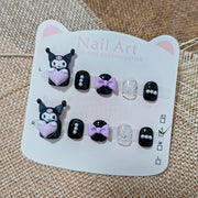 365nails-Kuromi Sweet Kids Series: "Purple Heart Kuromi" – Short Square Kids Nail Art