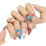 Cherry Floral Polka Artistic Fun Nails