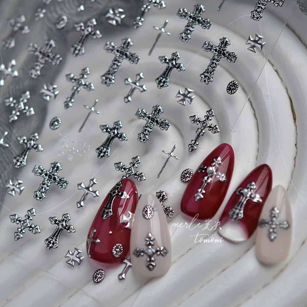 Vintage Gothic Cross – Edgy Punk Nail Art Set