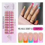 Nail Tips French press on nails  explosion five-color rectangular versatile removable patch manicure 150 pieces fake nail piece