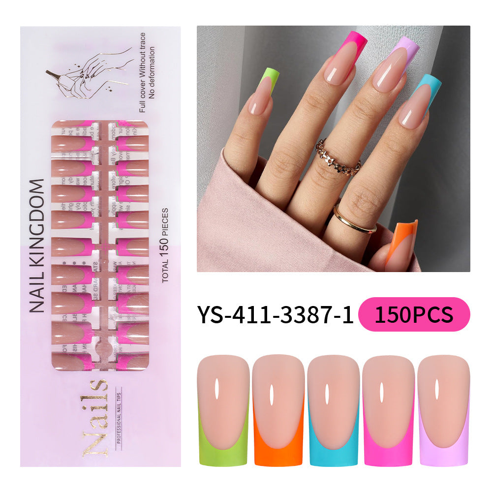 Nail Tips French press on nails  explosion five-color rectangular versatile removable patch manicure 150 pieces fake nail piece