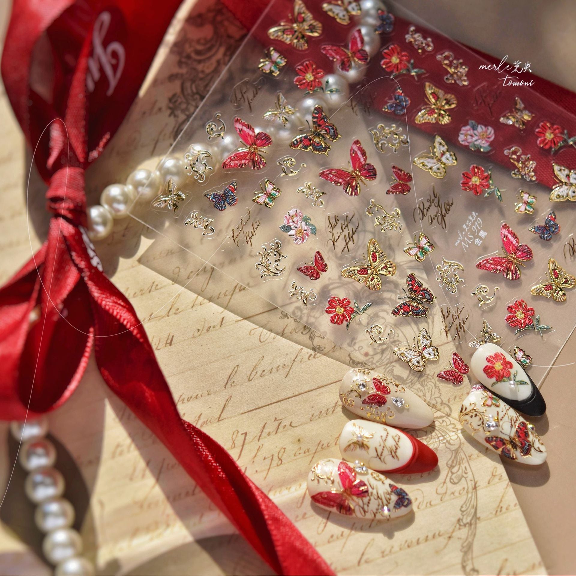 Vintage Butterfly Collection: "Enchanted Flutter" – 3D Metallic Nail Sticker