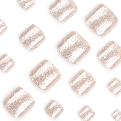 Europe and the United States  toenail wearable toenail sheet finished champagne glitter full powder whitening nail patch wholesale｜365nails