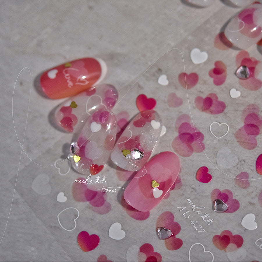 365nails: "Gradient Heart with Crystal Accent" – nail art stickers