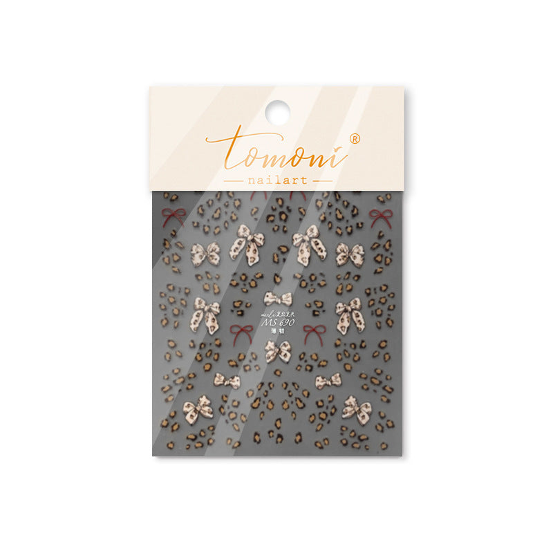 Leopard Print & Bow Nail Stickers – Cute Animal Print Collection